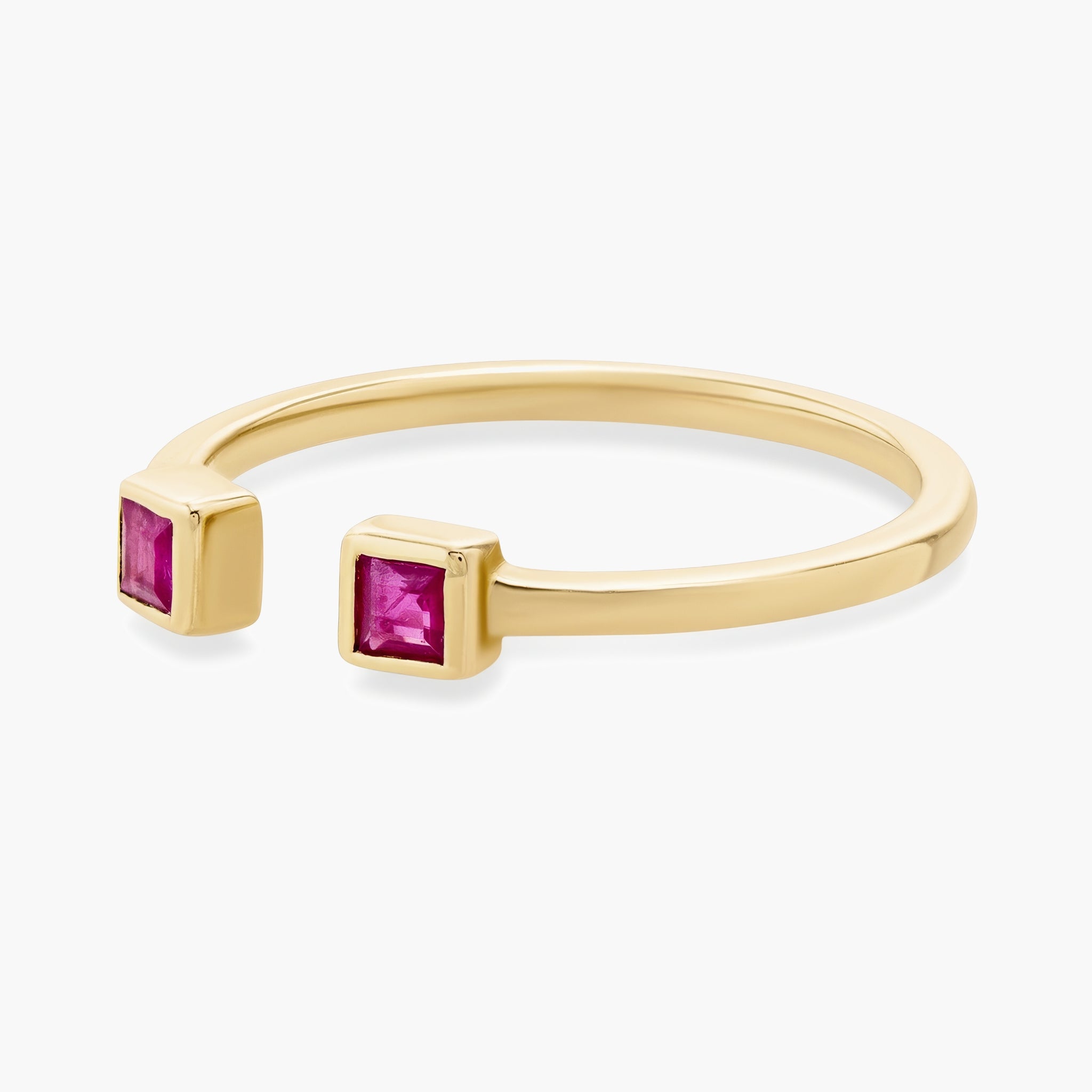 Open square ruby ring