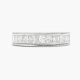 Princess cut Diamond half eternity milgrained edges