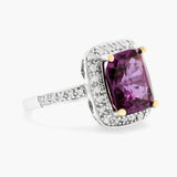 Synthetic purple stone & diamond ring